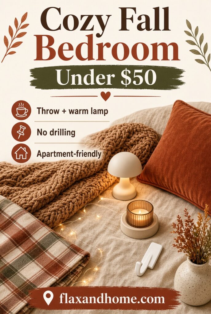 Cozy fall bedroom essentials under $50 flat lay
